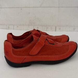 Timberland Woman’s Size 7  Vibrant Orange Suede & Leather Sneakers Shoes